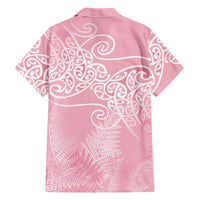 Aotearoa Maori Koru Curves Family Matching Puletasi and Hawaiian Shirt Silver Ferns - Rose Pink LT7 - Polynesian Pride