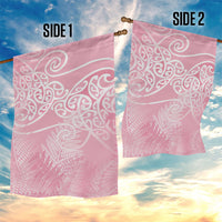 Aotearoa Maori Koru Curves Garden Flag Silver Ferns - Rose Pink