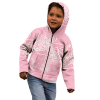 Aotearoa Maori Koru Curves Kid Hoodie Silver Ferns - Rose Pink