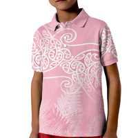 Aotearoa Maori Koru Curves Kid Polo Shirt Silver Ferns - Rose Pink LT7 Kid Pink - Polynesian Pride