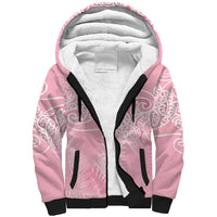 Aotearoa Maori Koru Curves Sherpa Hoodie Silver Ferns - Rose Pink LT7 Unisex Pink - Polynesian Pride