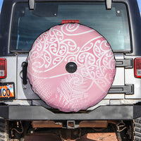 Aotearoa Maori Koru Curves Spare Tire Cover Silver Ferns - Rose Pink