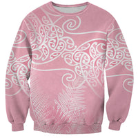 Aotearoa Maori Koru Curves Sweatshirt Silver Ferns - Rose Pink