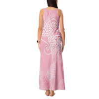 Aotearoa Maori Koru Curves Tank Maxi Dress Silver Ferns - Rose Pink LT7 - Polynesian Pride