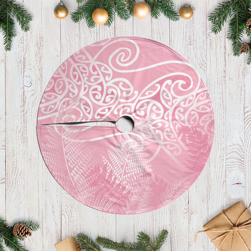 Aotearoa Maori Koru Curves Tree Skirt Silver Ferns - Rose Pink LT7 Casual Pink - Polynesian Pride