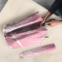 Aotearoa Maori Koru Curves Umbrella Silver Ferns - Rose Pink