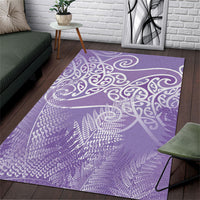 Aotearoa Maori Koru Curves Area Rug Silver Ferns - Amethyst