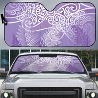 Aotearoa Maori Koru Curves Auto Sun Shade Silver Ferns - Amethyst