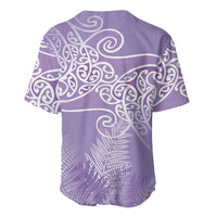 Aotearoa Maori Koru Curves Baseball Jersey Silver Ferns - Amethyst