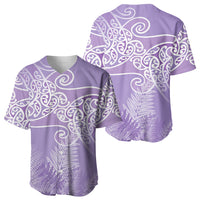 Aotearoa Maori Koru Curves Baseball Jersey Silver Ferns - Amethyst