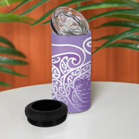 Aotearoa Maori Koru Curves 4 in 1 Can Cooler Tumbler Silver Ferns - Amethyst