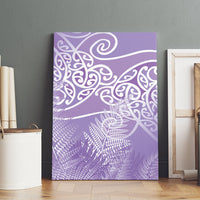 Aotearoa Maori Koru Curves Canvas Wall Art Silver Ferns - Amethyst