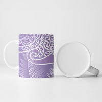 Aotearoa Maori Koru Curves Ceramic Mug Silver Ferns - Amethyst