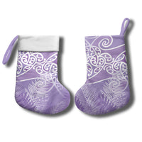 Aotearoa Maori Koru Curves Christmas Stocking Silver Ferns - Amethyst LT7 - Polynesian Pride