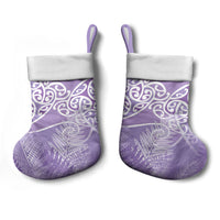 Aotearoa Maori Koru Curves Christmas Stocking Silver Ferns - Amethyst LT7 - Polynesian Pride