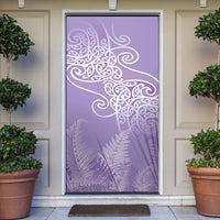 Aotearoa Maori Koru Curves Door Cover Silver Ferns - Amethyst