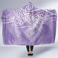 Aotearoa Maori Koru Curves Hooded Blanket Silver Ferns - Amethyst