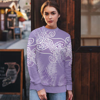 Aotearoa Maori Koru Curves Ugly Christmas Sweater Silver Ferns - Amethyst LT7 - Polynesian Pride