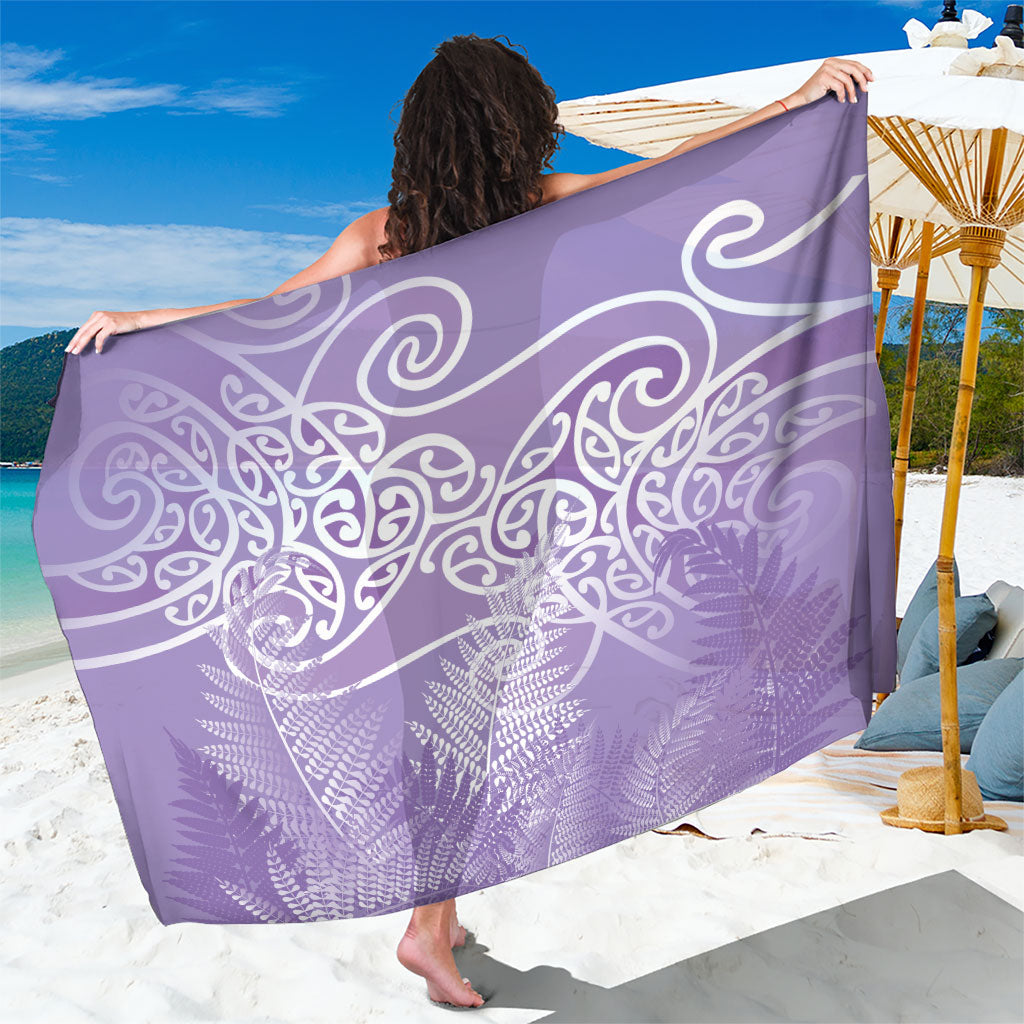 Aotearoa Maori Koru Curves Sarong Silver Ferns - Amethyst
