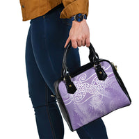 Aotearoa Maori Koru Curves Shoulder Handbag Silver Ferns - Amethyst