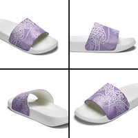 Aotearoa Maori Koru Curves Slide Sandals Silver Ferns - Amethyst
