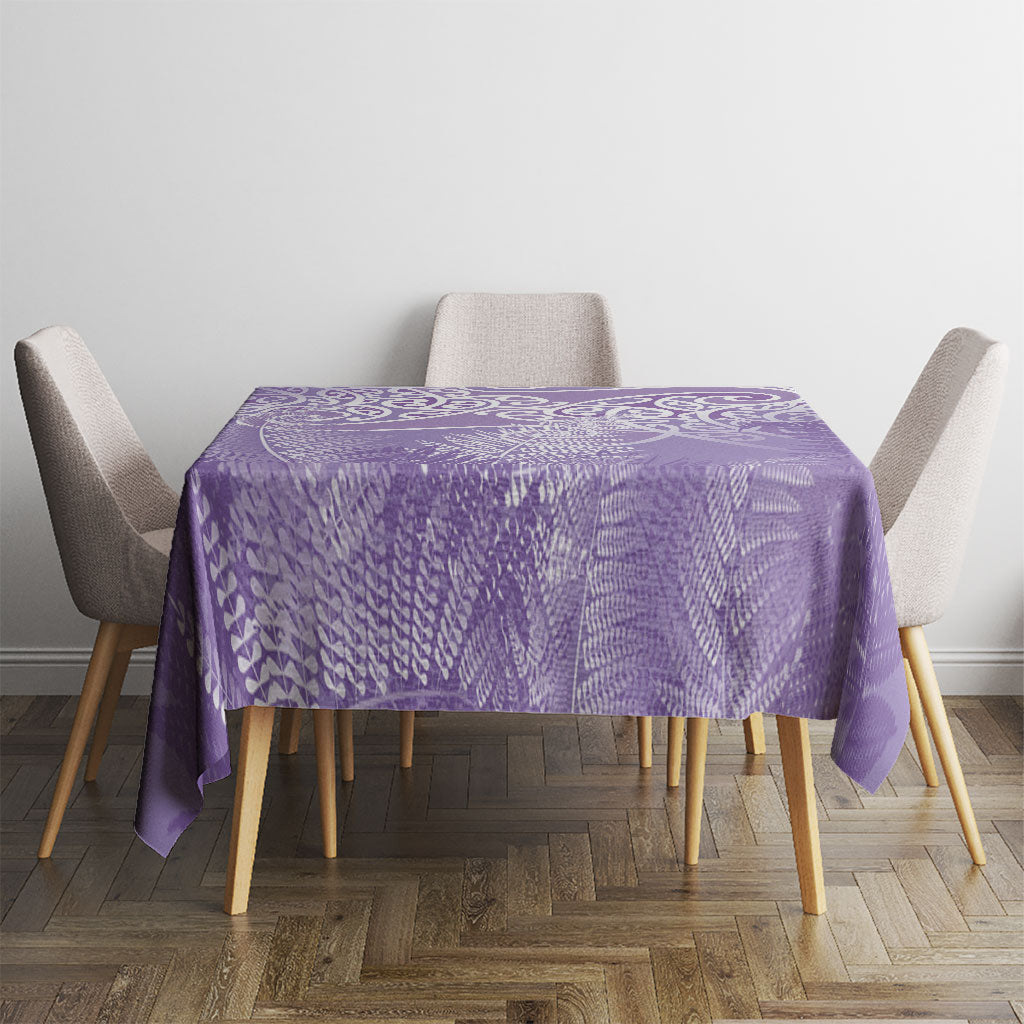 Aotearoa Maori Koru Curves Tablecloth Silver Ferns - Amethyst