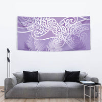 Aotearoa Maori Koru Curves Tapestry Silver Ferns - Amethyst