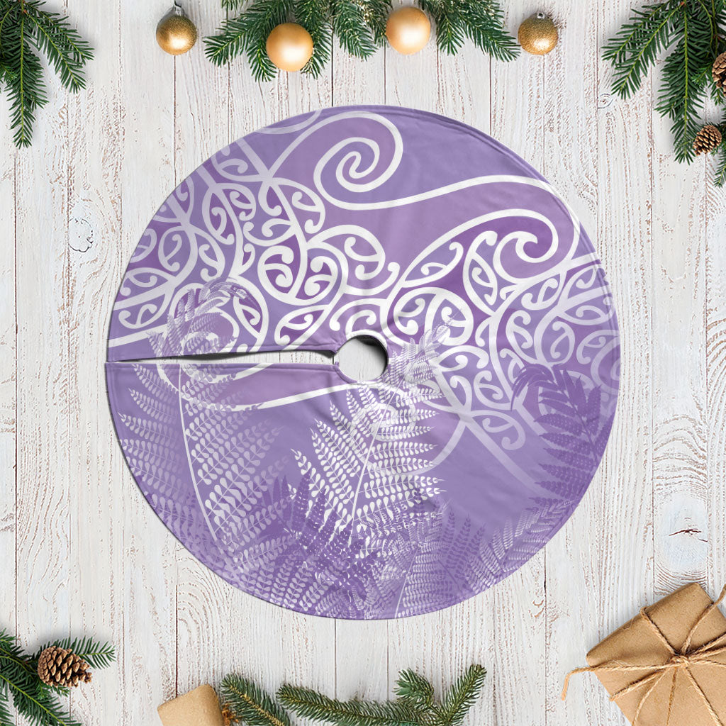 Aotearoa Maori Koru Curves Tree Skirt Silver Ferns - Amethyst LT7 Casual Purple - Polynesian Pride
