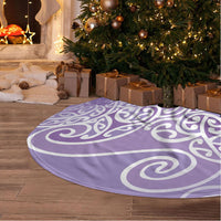 Aotearoa Maori Koru Curves Tree Skirt Silver Ferns - Amethyst LT7 - Polynesian Pride