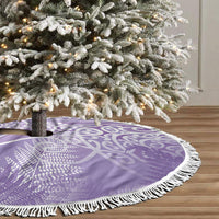 Aotearoa Maori Koru Curves Tree Skirt Silver Ferns - Amethyst LT7 - Polynesian Pride