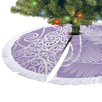 Aotearoa Maori Koru Curves Tree Skirt Silver Ferns - Amethyst LT7 - Polynesian Pride