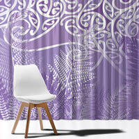 Aotearoa Maori Koru Curves Window Curtain Silver Ferns - Amethyst