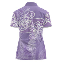 Aotearoa Maori Koru Curves Women Polo Shirt Silver Ferns - Amethyst