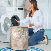 Aotearoa Maori Koru Curves Laundry Basket Silver Ferns - Mocha