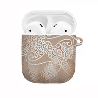 Aotearoa Maori Koru Curves AirPods Case Silver Ferns - Mocha LT7 Beige - Polynesian Pride
