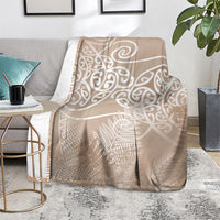 Aotearoa Maori Koru Curves Blanket Silver Ferns - Mocha
