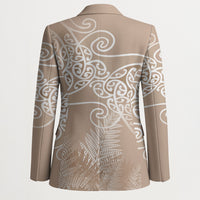 Aotearoa Maori Koru Curves Blazer Silver Ferns - Mocha
