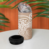 Aotearoa Maori Koru Curves 4 in 1 Can Cooler Tumbler Silver Ferns - Mocha