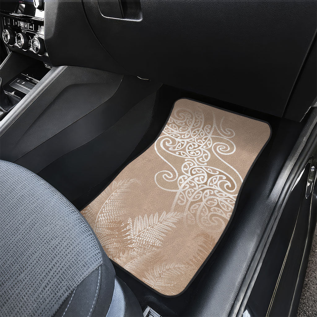 Aotearoa Maori Koru Curves Car Mats Silver Ferns - Mocha