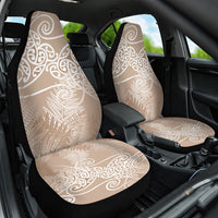 Aotearoa Maori Koru Curves Car Seat Cover Silver Ferns - Mocha