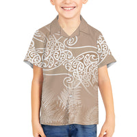 Aotearoa Maori Koru Curves Hawaiian Shirt Silver Ferns - Mocha
