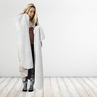 Aotearoa Maori Koru Curves Hooded Blanket Silver Ferns - Mocha