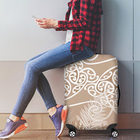 Aotearoa Maori Koru Curves Luggage Cover Silver Ferns - Mocha
