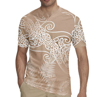 Aotearoa Maori Koru Curves Rugby Jersey Silver Ferns - Mocha