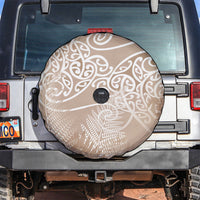 Aotearoa Maori Koru Curves Spare Tire Cover Silver Ferns - Mocha LT7 Beige - Polynesian Pride