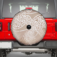 Aotearoa Maori Koru Curves Spare Tire Cover Silver Ferns - Mocha LT7 - Polynesian Pride