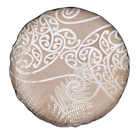 Aotearoa Maori Koru Curves Spare Tire Cover Silver Ferns - Mocha LT7 - Polynesian Pride
