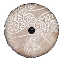 Aotearoa Maori Koru Curves Spare Tire Cover Silver Ferns - Mocha LT7 - Polynesian Pride