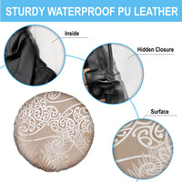 Aotearoa Maori Koru Curves Spare Tire Cover Silver Ferns - Mocha LT7 - Polynesian Pride