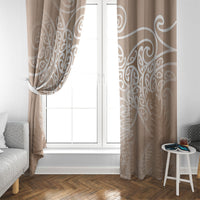 Aotearoa Maori Koru Curves Window Curtain Silver Ferns - Mocha